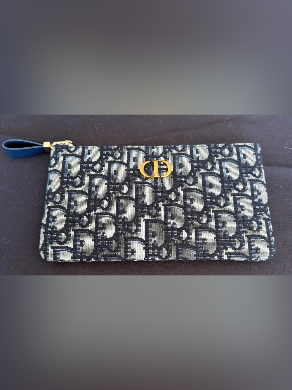 Canvas Zip Card Pouch with Gold CD Accent